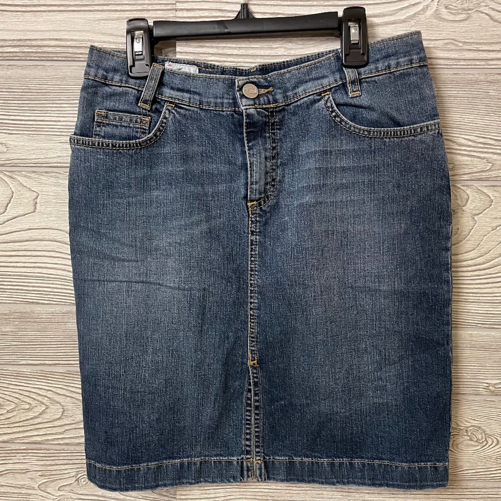 LACOSTE Jean Skirt With Alligator Embroidery EU Size 36